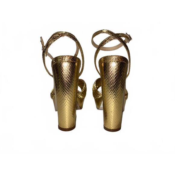 Jessica Simpson Gold Metallic Snake Platform Sandals Size 8.5M - Picture 5 of 7